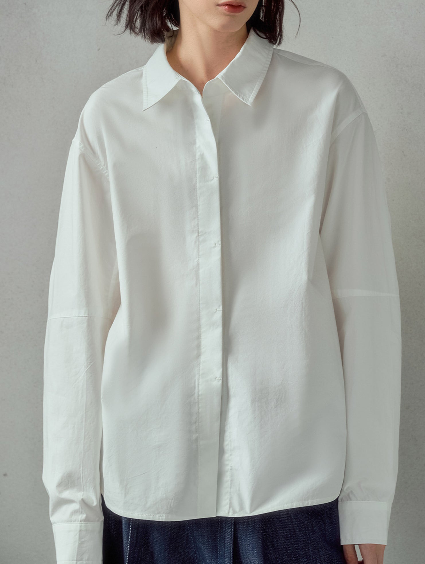 Cotton Lapel Long Sleeve Minimalist Shirt_CWTBLL02360