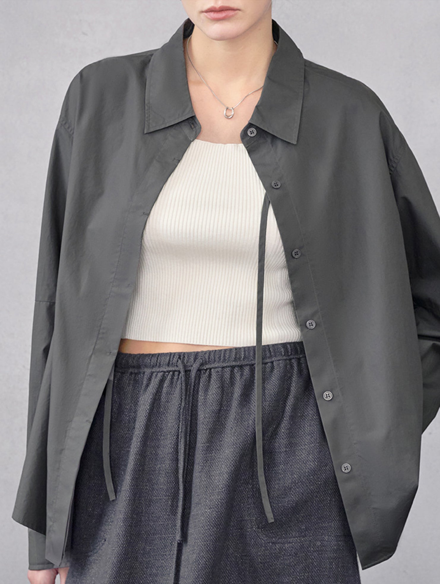 Cotton Lapel Long Sleeve Minimalist Shirt_CWTBLL02360