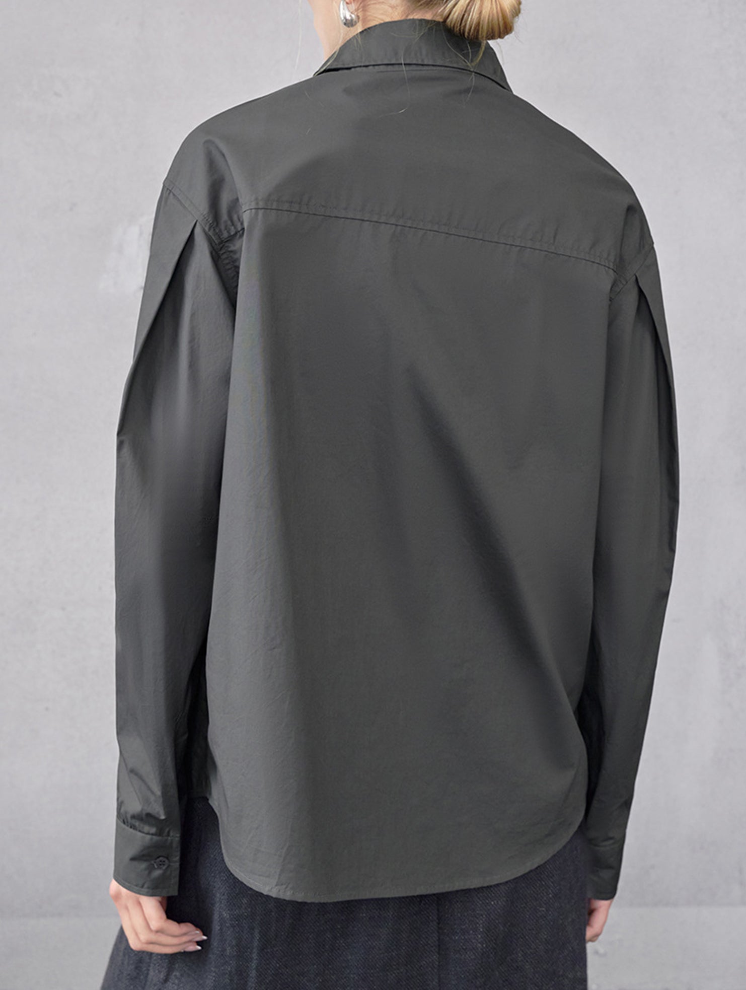 Cotton Lapel Long Sleeve Minimalist Shirt_CWTBLL02360