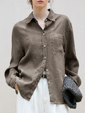 Linen Tencel Loose Fit Office Shirt_CWTBLL02361