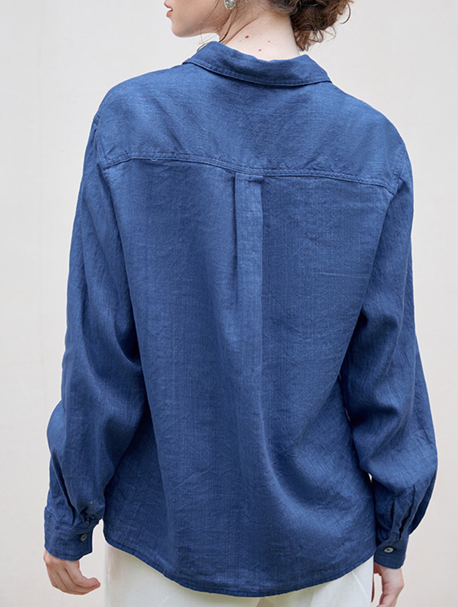 Linen Tencel Loose Fit Office Shirt_CWTBLL02361