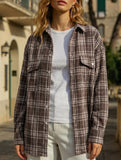 Vintage Double Pocket Plaid Midi Shirt_CWTBLL02363