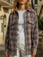 Vintage Double Pocket Plaid Midi Shirt_CWTBLL02363