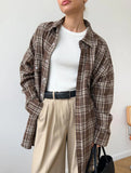 Vintage Double Pocket Plaid Midi Shirt_CWTBLL02363