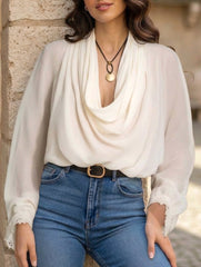 Chiffon Lantern Sleeve Blouse