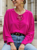 Short V-Neck Lace-Up Casual Top for Women