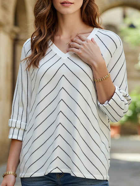 美品★ SWELL STRIPE KNIT Long Sleeve Swirl Detail Jumper In Multi Stripe Knit | EGO