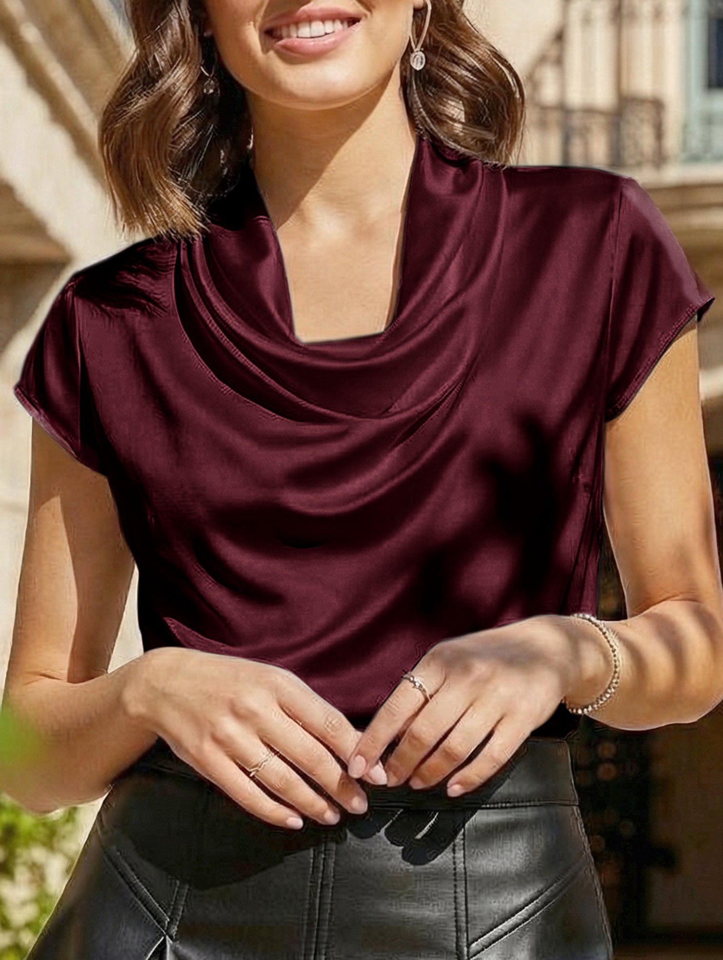 Casual new T-neck draped shirt