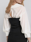 NICHE DESIGN BLACK AND WHITE PATCHWORK SHIRT