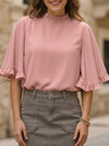 Crewneck Ruffle Sleeve Blouse_CWTBLS02655