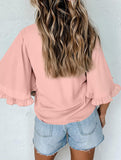Crewneck Ruffle Sleeve Blouse_CWTBLS02655