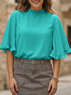 Crewneck Ruffle Sleeve Blouse_CWTBLS02655