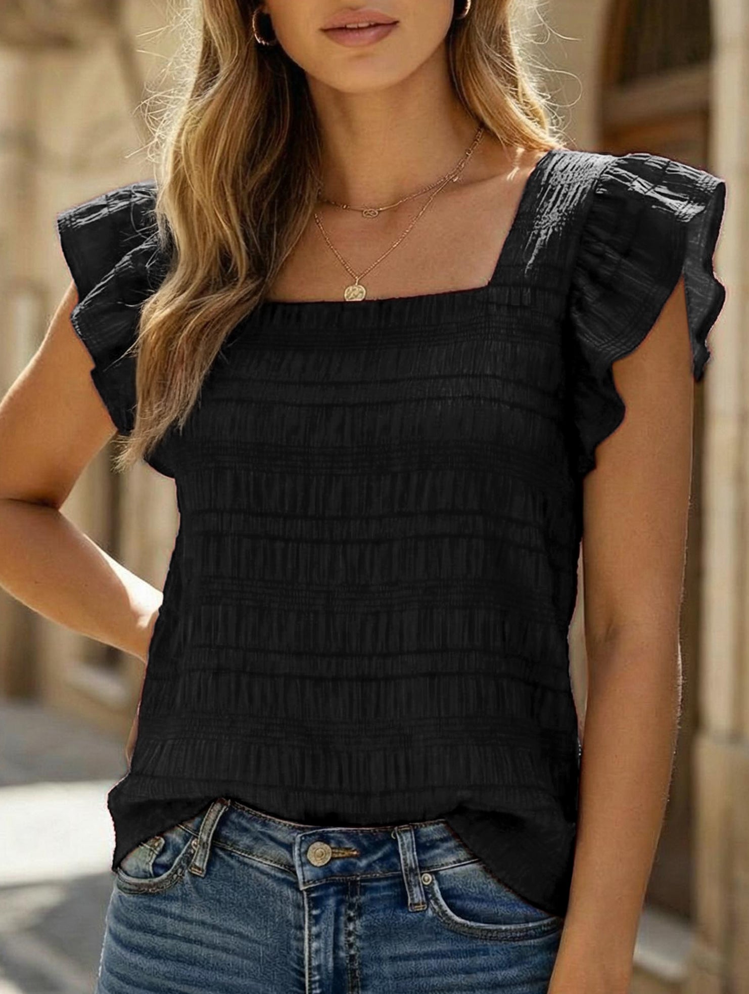 Spring Style Square Neck short sleeves T-shirts