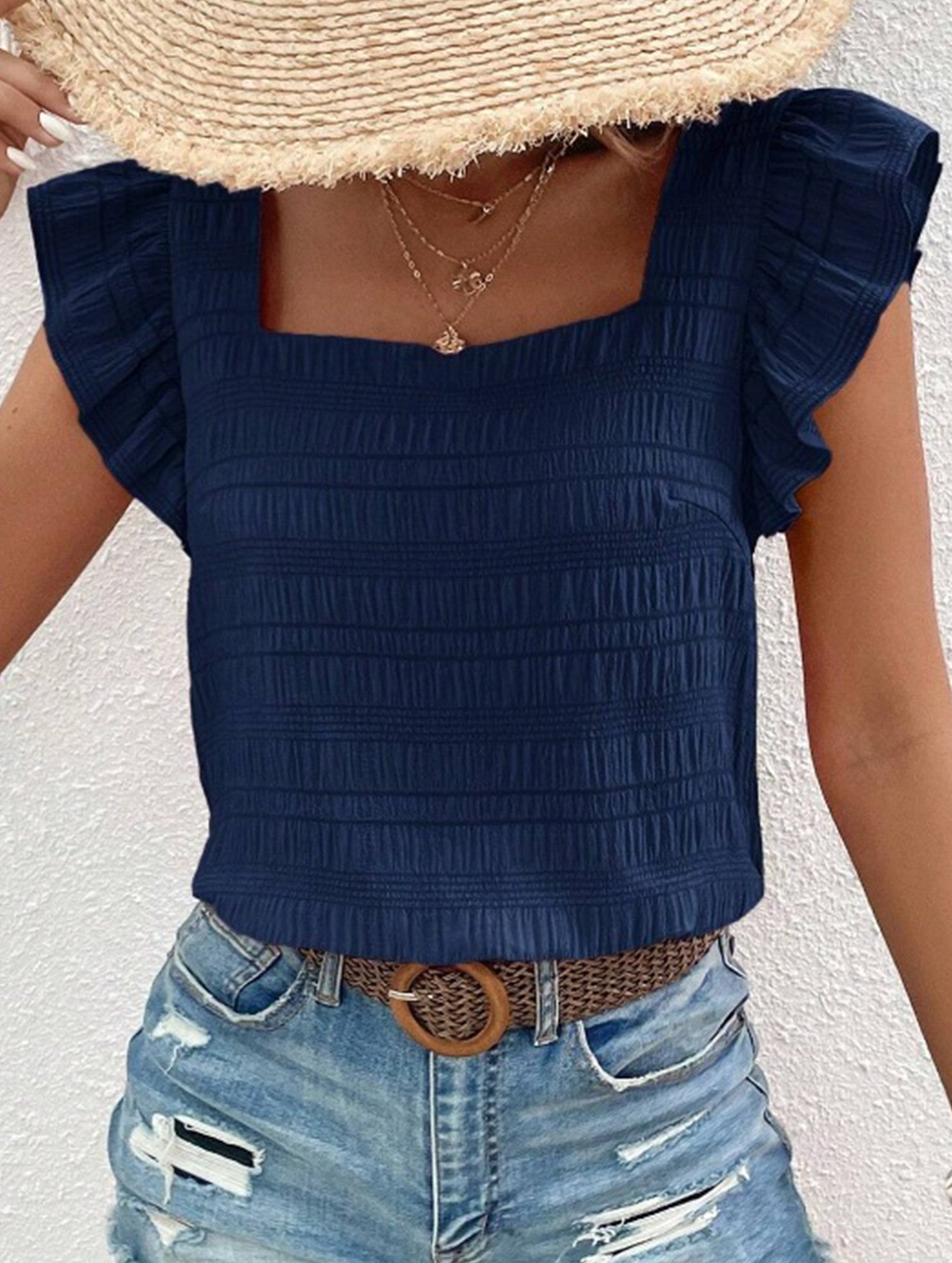 Spring Style Square Neck short sleeves T-shirts