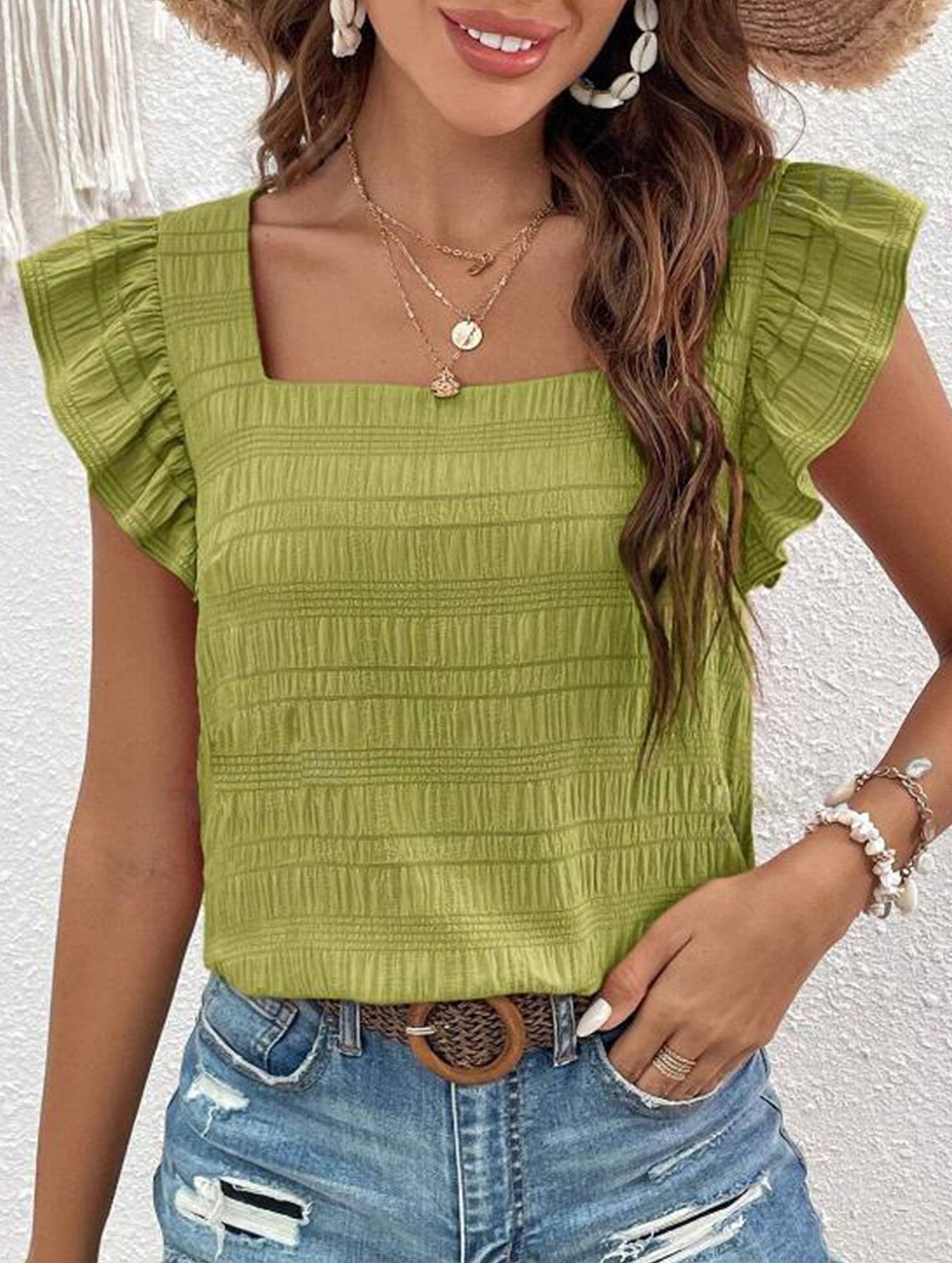 Spring Style Square Neck short sleeves T-shirts