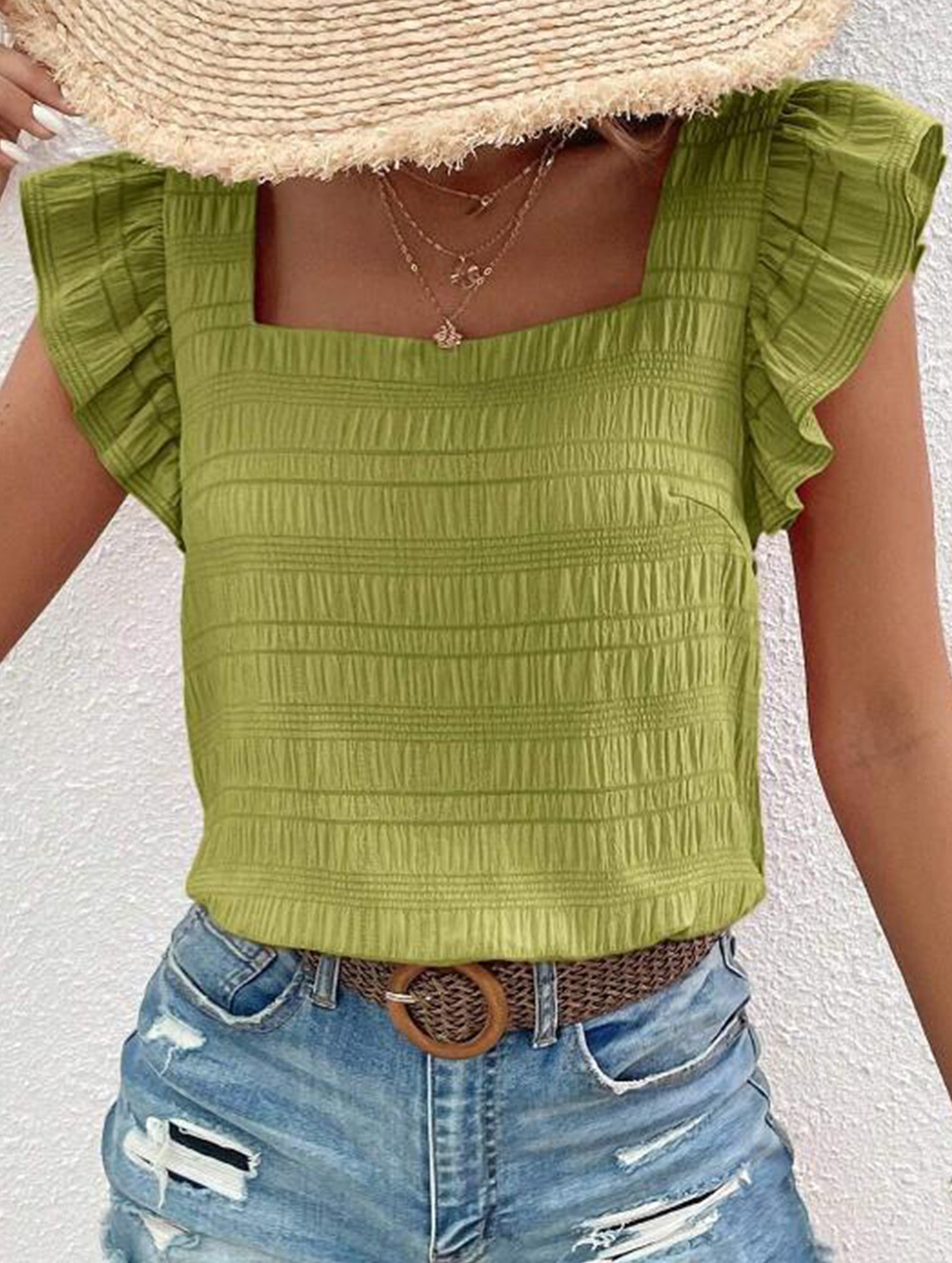 Spring Style Square Neck short sleeves T-shirts