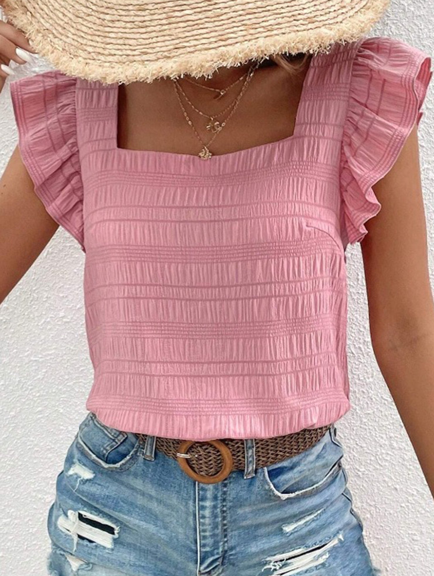 Spring Style Square Neck short sleeves T-shirts