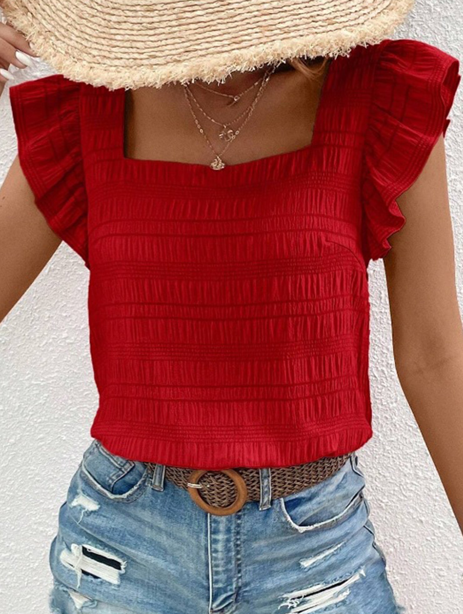 Spring Style Square Neck short sleeves T-shirts