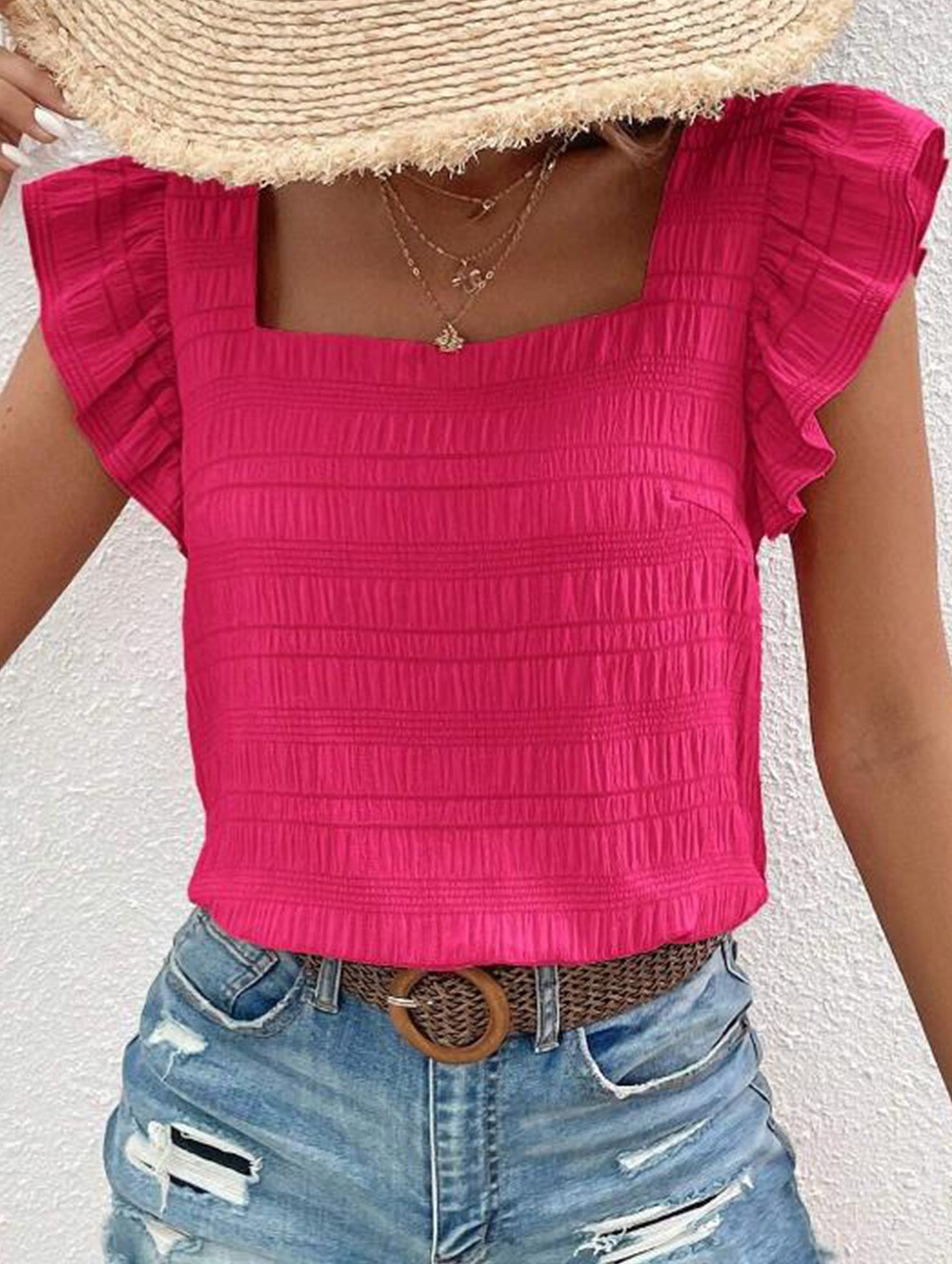 Spring Style Square Neck short sleeves T-shirts