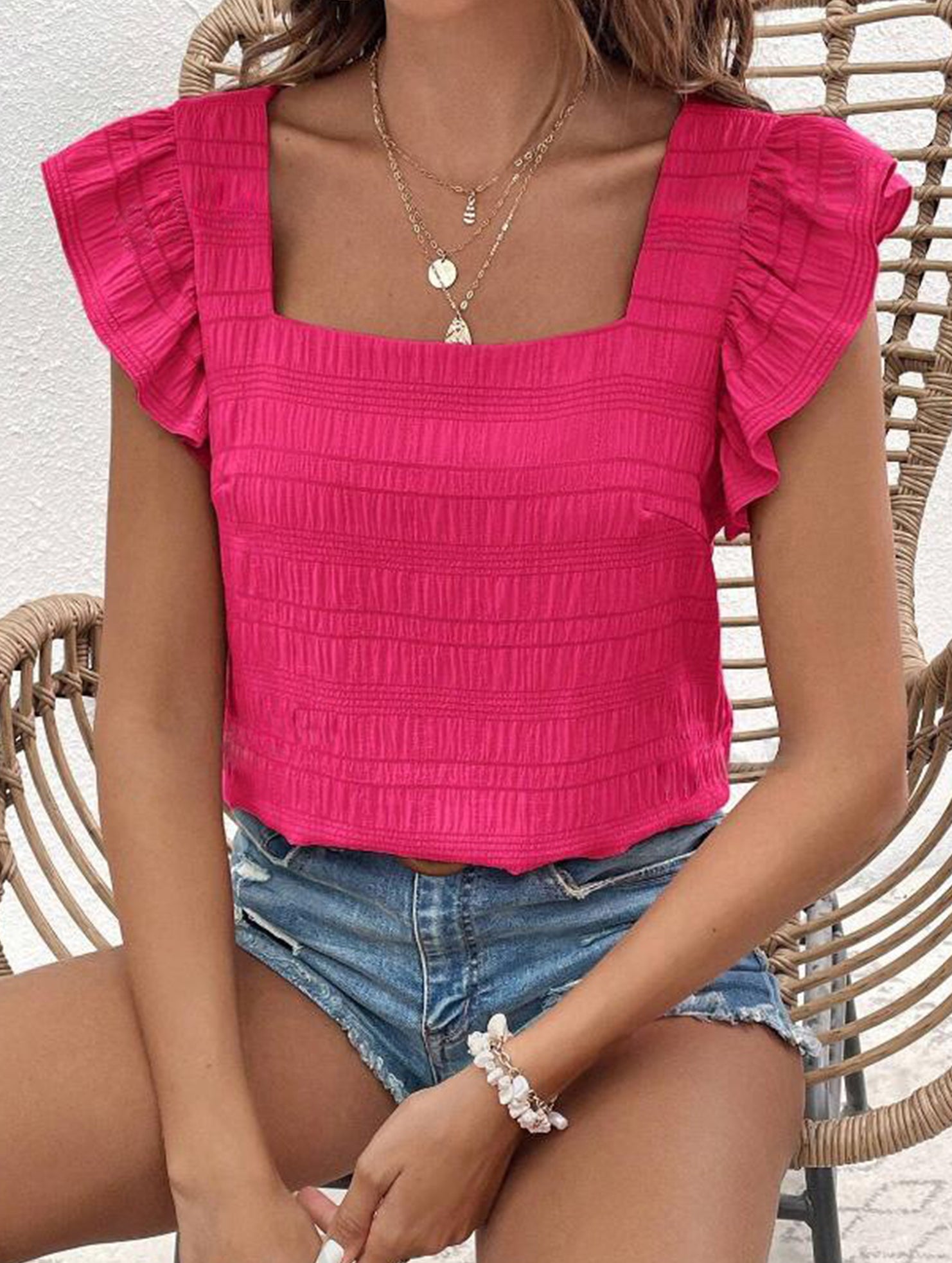 Spring Style Square Neck short sleeves T-shirts