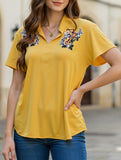 LAPEL LOOSE CHIFFON SHORT SLEEVE