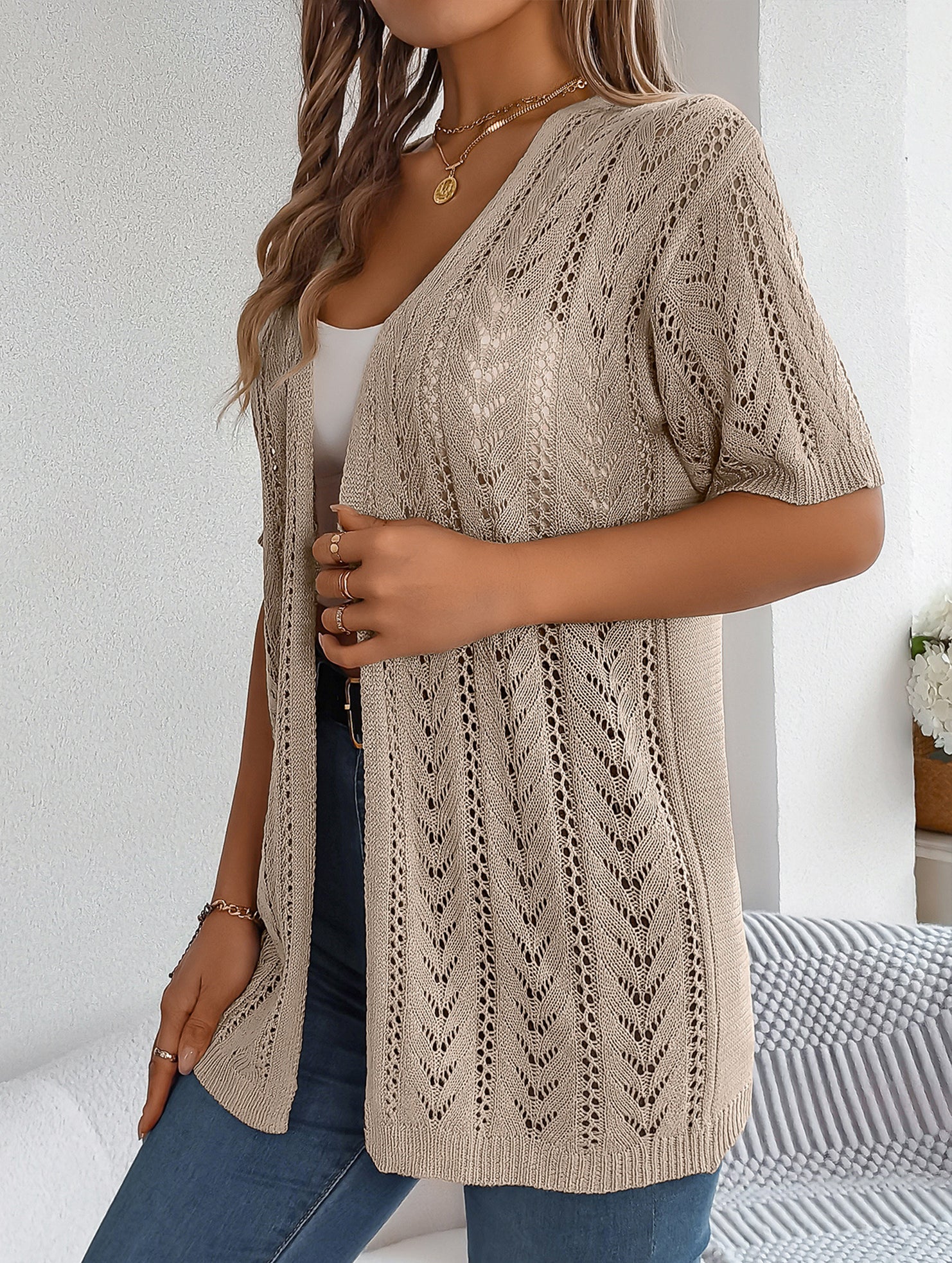 Street Style solid color knit cardigan