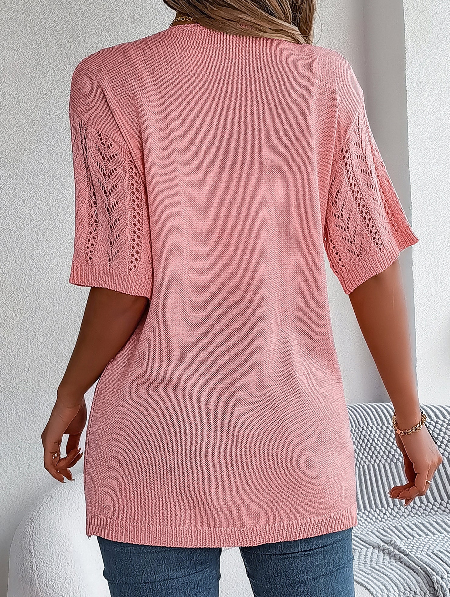 Street Style solid color knit cardigan