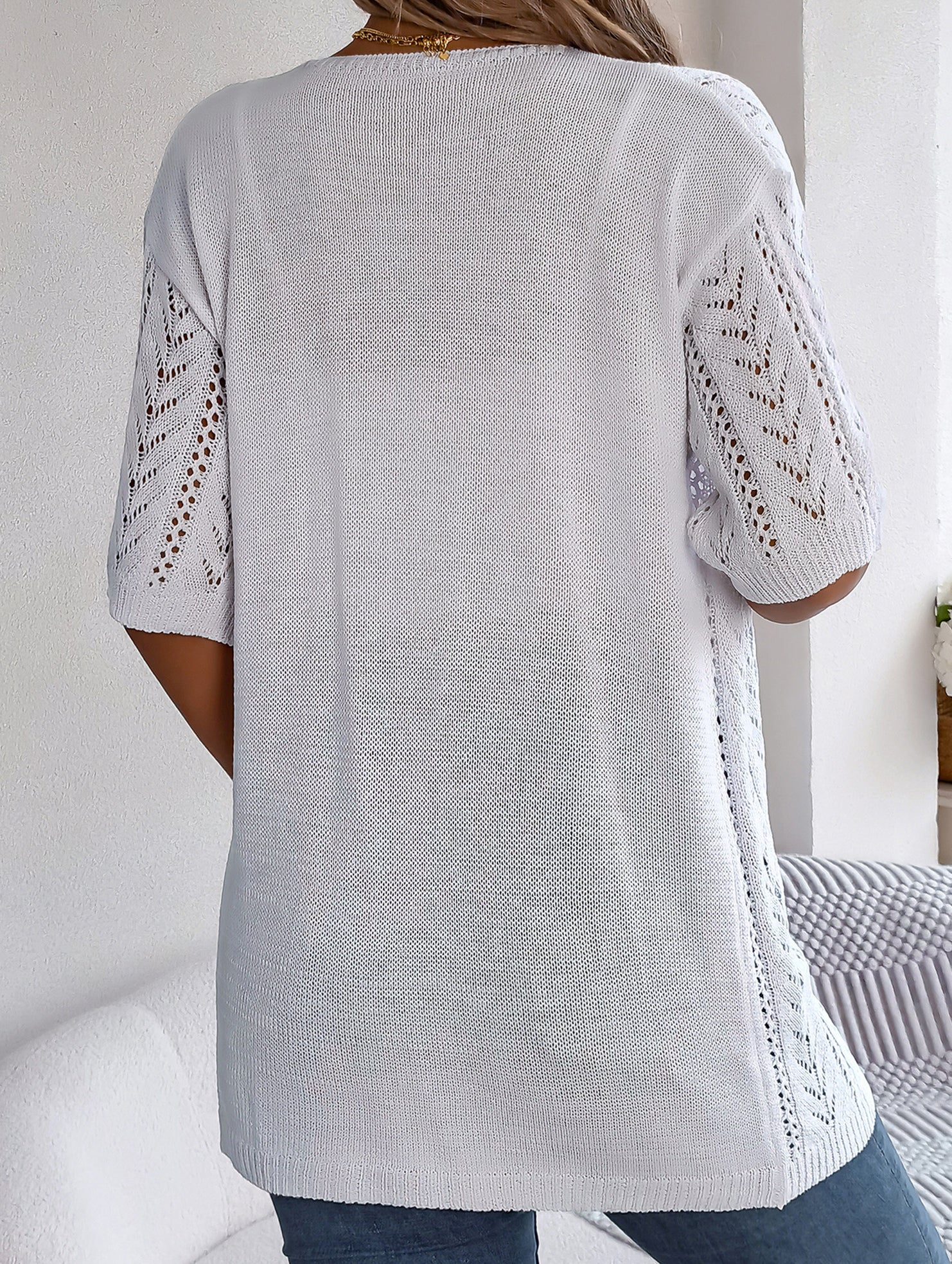 Street Style solid color knit cardigan