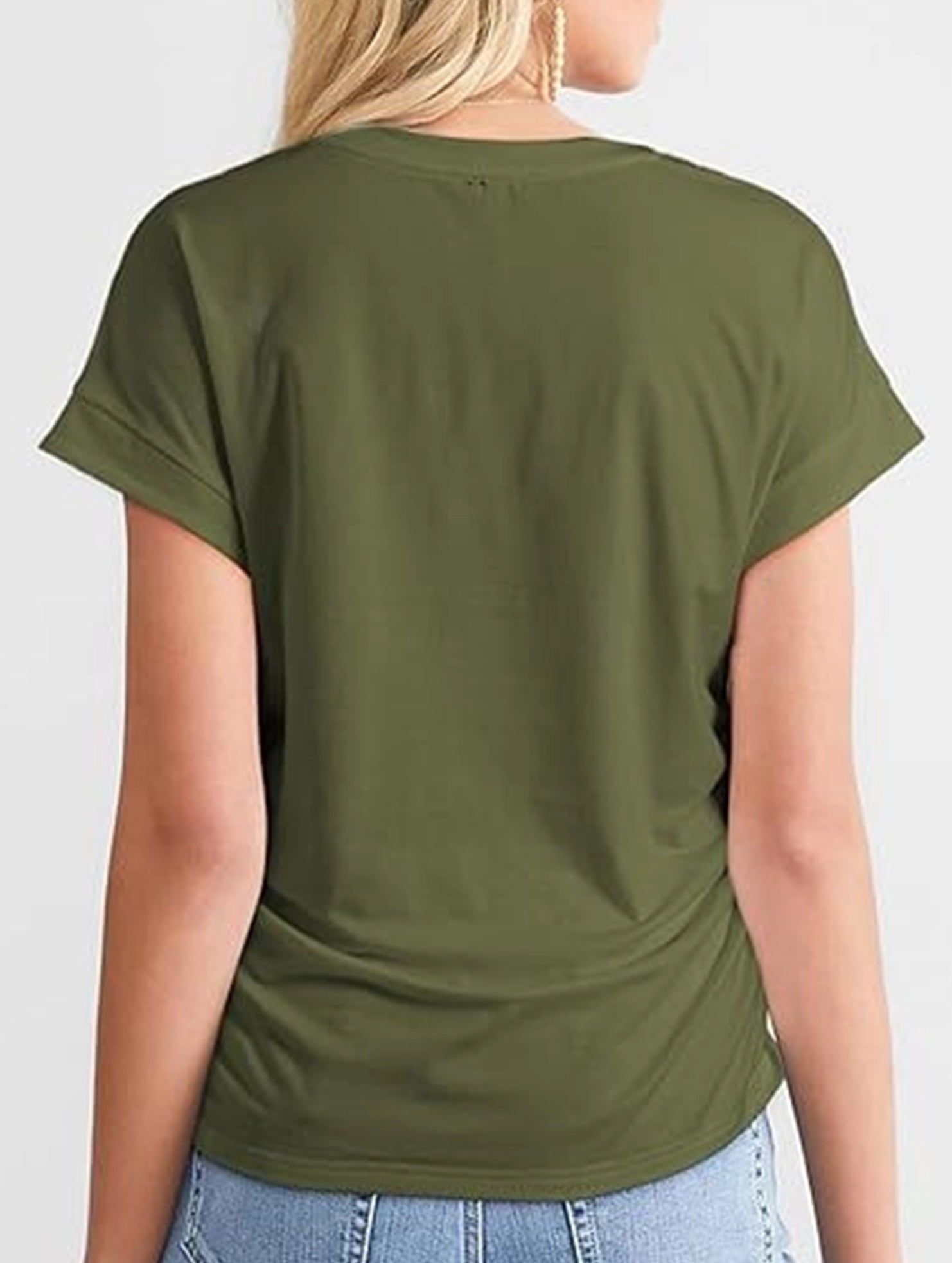 Stylish side pleated shoulder short sleeve shirt