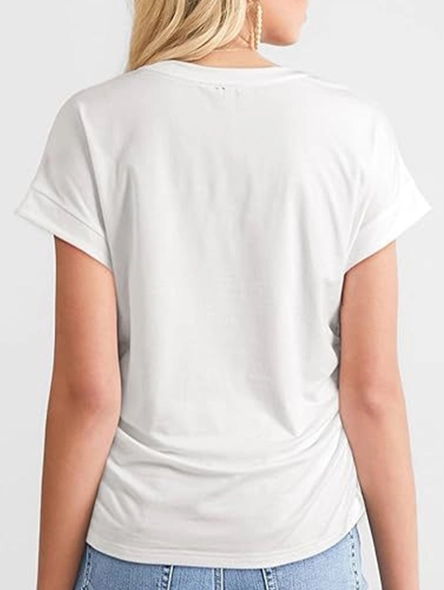 Stylish side pleated shoulder short sleeve shirt
