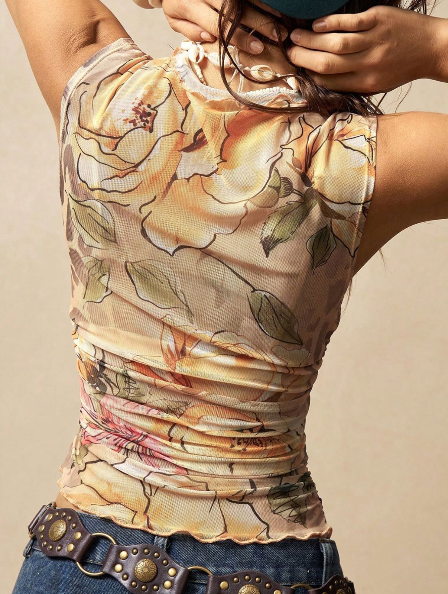 Fashion floral slim fit vest top