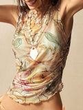 Fashion floral slim fit vest top