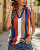 COLORFUL STRIPED V-NECK SHIRT BLOUSE_CWTBLSL0365