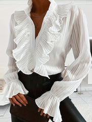 Elegant white ruffled blouse_CWTDSL00051