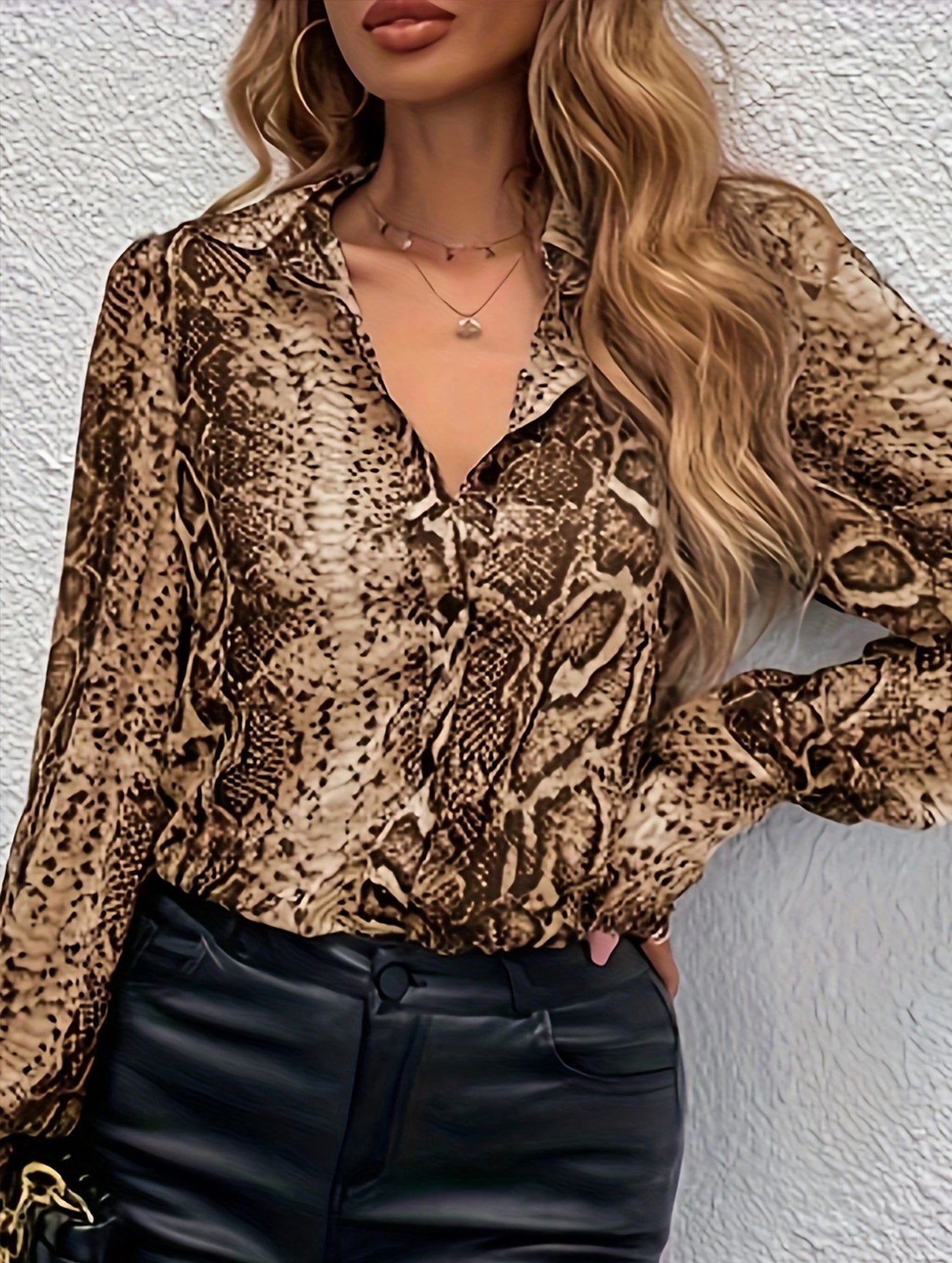 Retro leopard print chiffon blouse_CWTDSL00052
