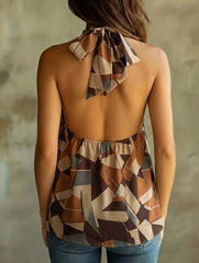 Halter Geometric Print Top_CWTHT00109