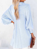 Loose striped stand collar long sleeve shirt