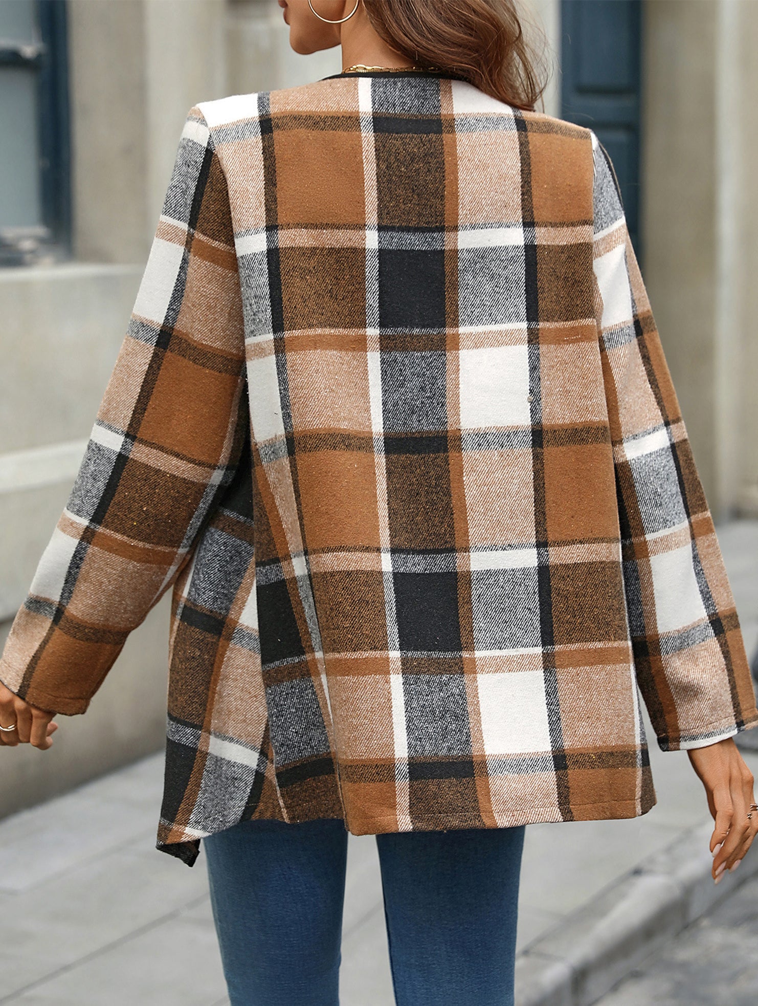 Plaid Long Sleeve Open Front Shirt_CWTSTL01164