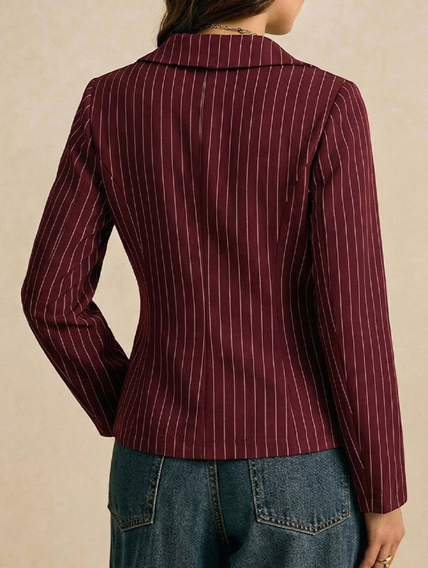 Lace Trim Striped Slim Fit Blouse_CWTSTL01165