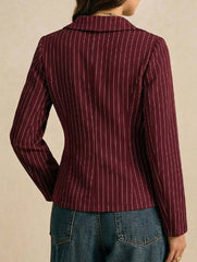 Lace Trim Striped Slim Fit Blouse_CWTSTL01165