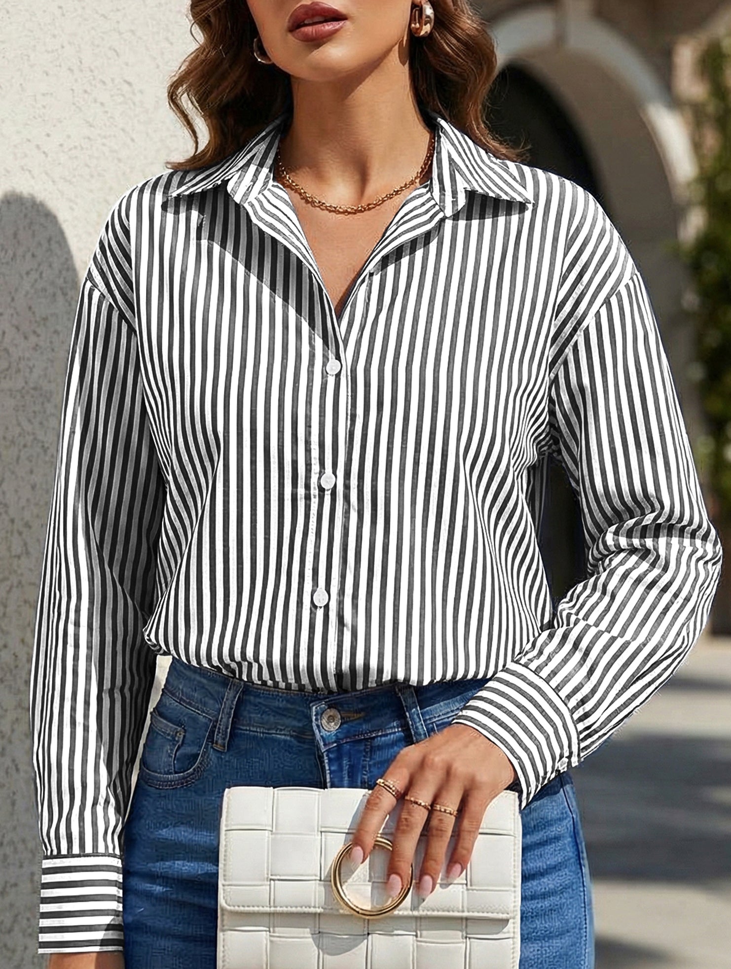 Women's striped casual shirt with pockets_CWTSTL01211