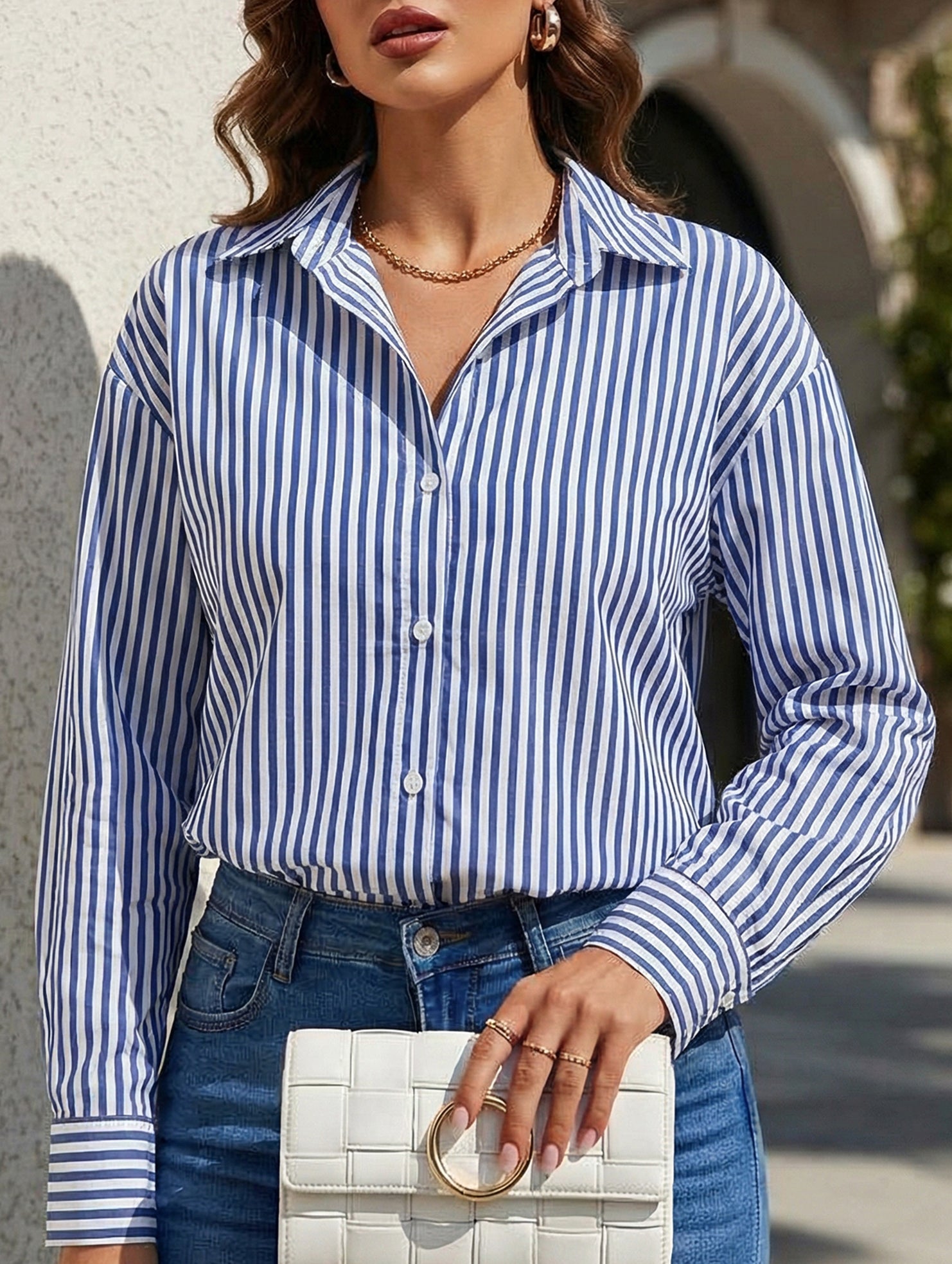 Women's striped casual shirt with pockets_CWTSTL01211