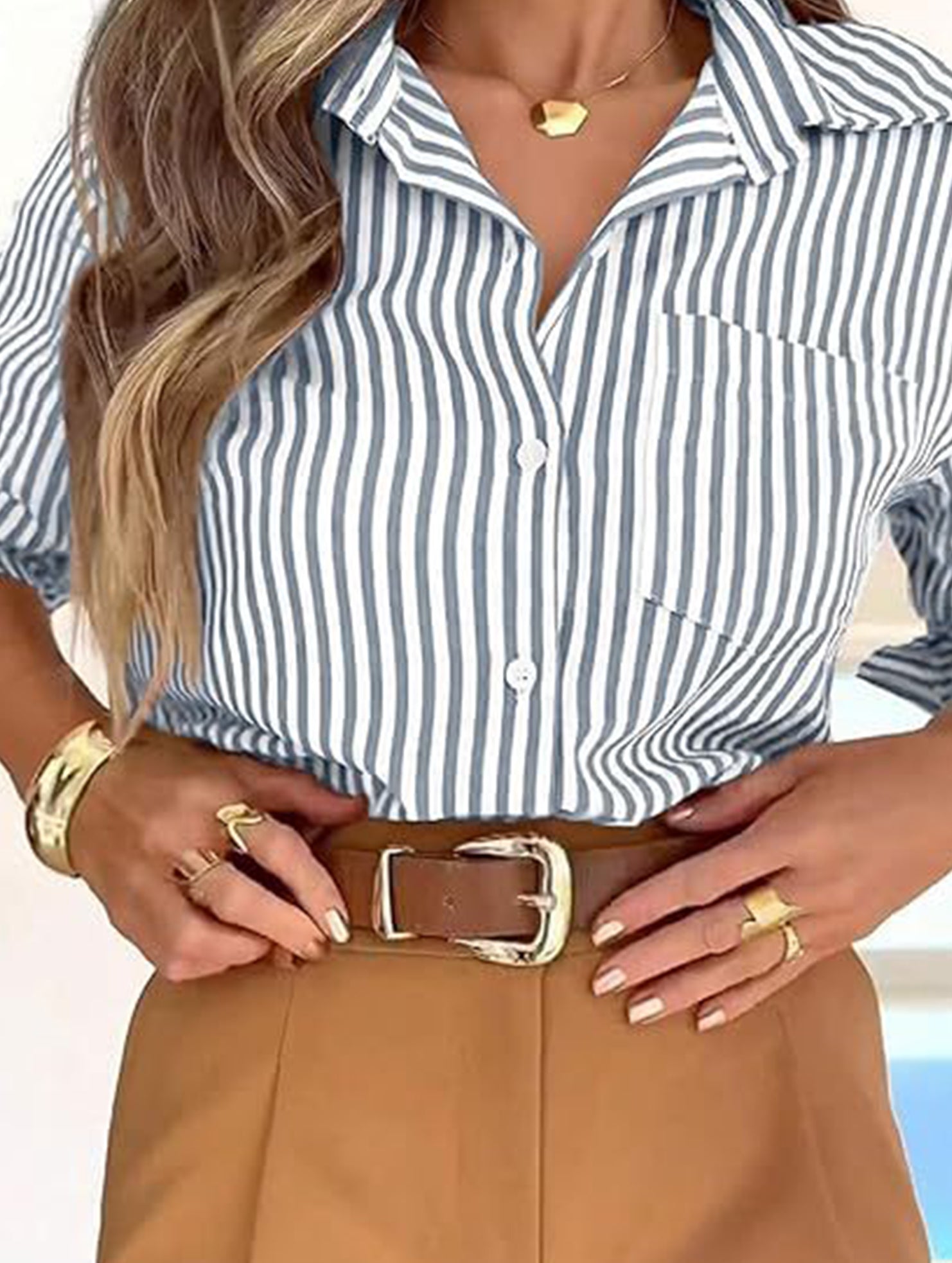 Women's striped casual shirt with pockets_CWTSTL01211