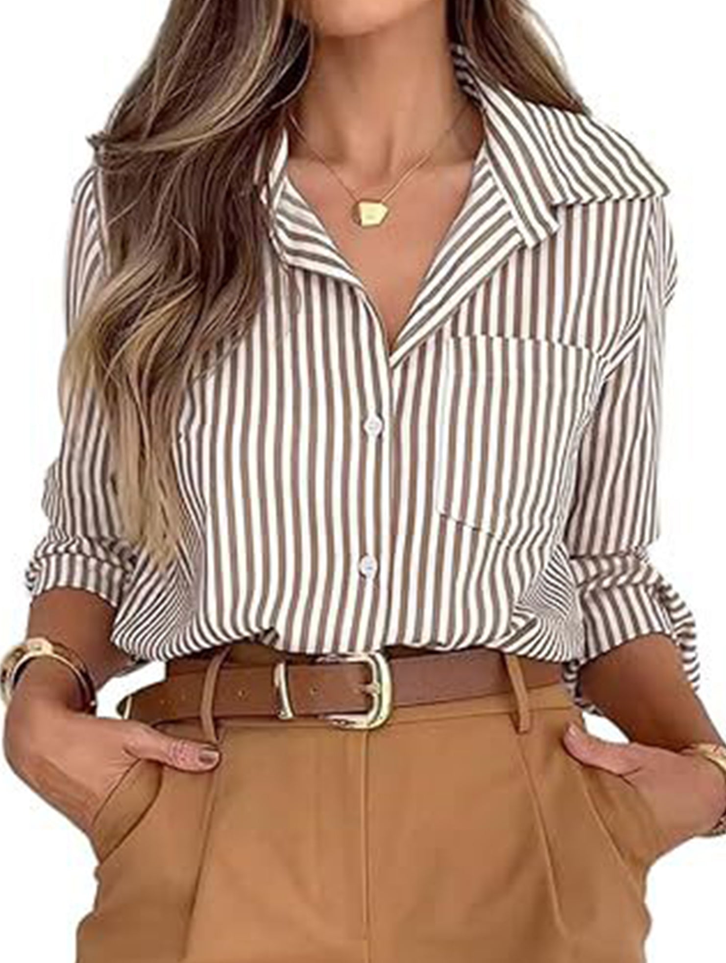 Women's striped casual shirt with pockets_CWTSTL01211