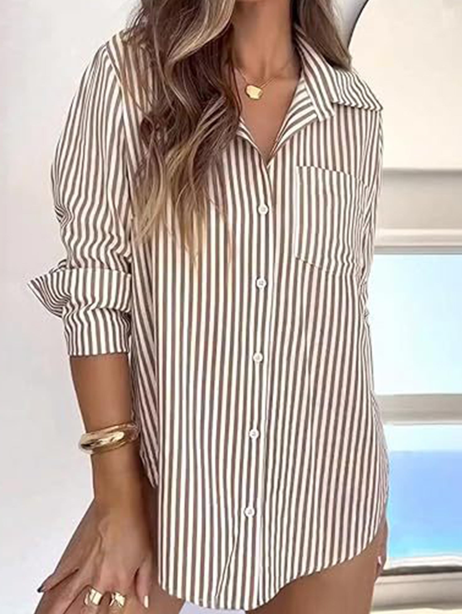 Women's striped casual shirt with pockets_CWTSTL01211