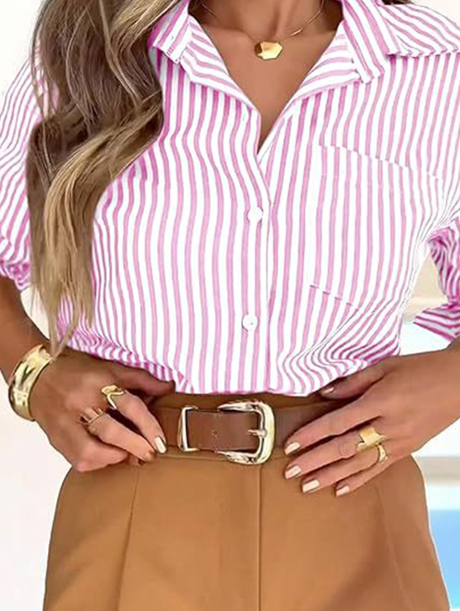 Women's striped casual shirt with pockets_CWTSTL01211
