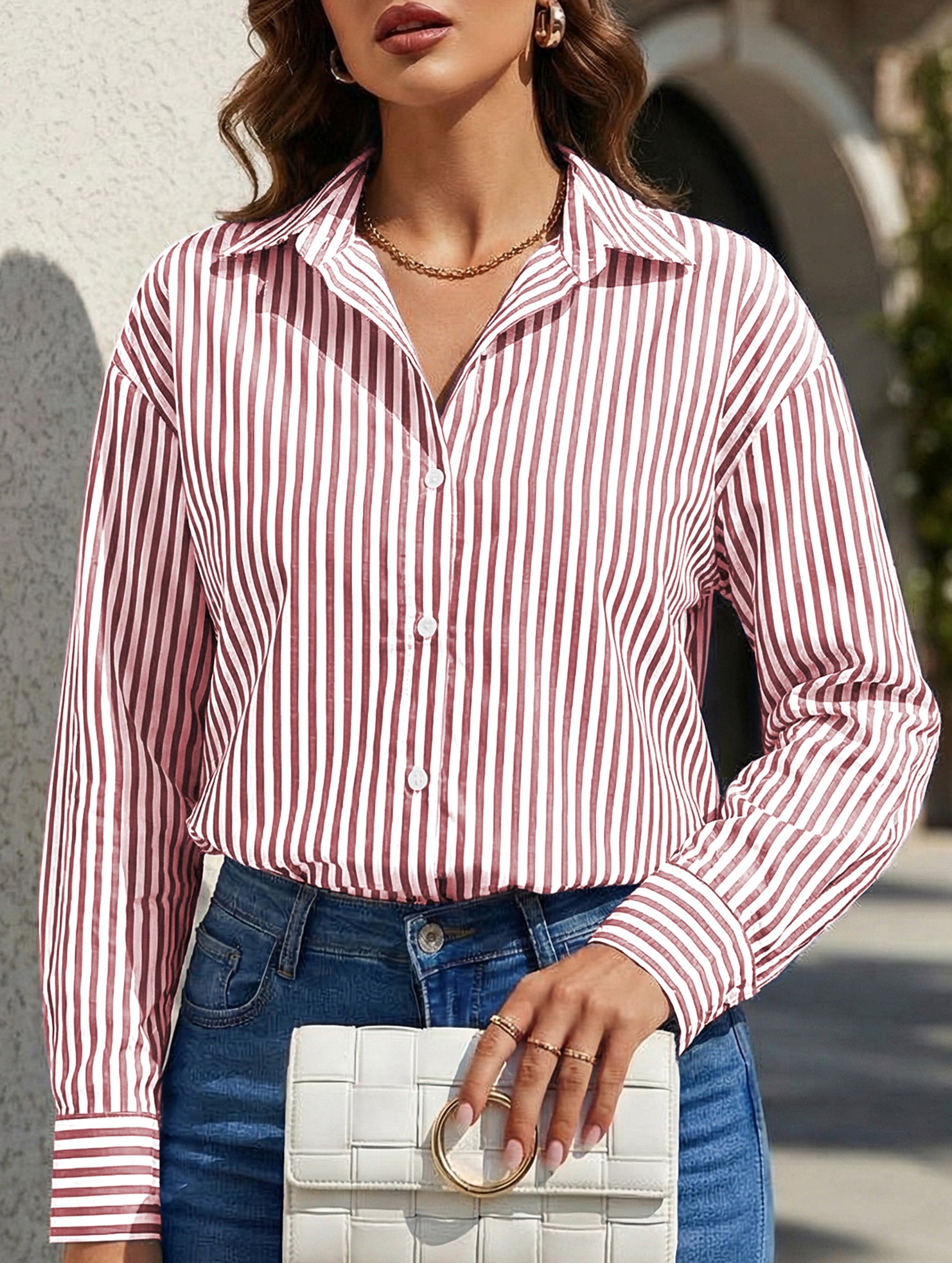 Women's striped casual shirt with pockets_CWTSTL01211