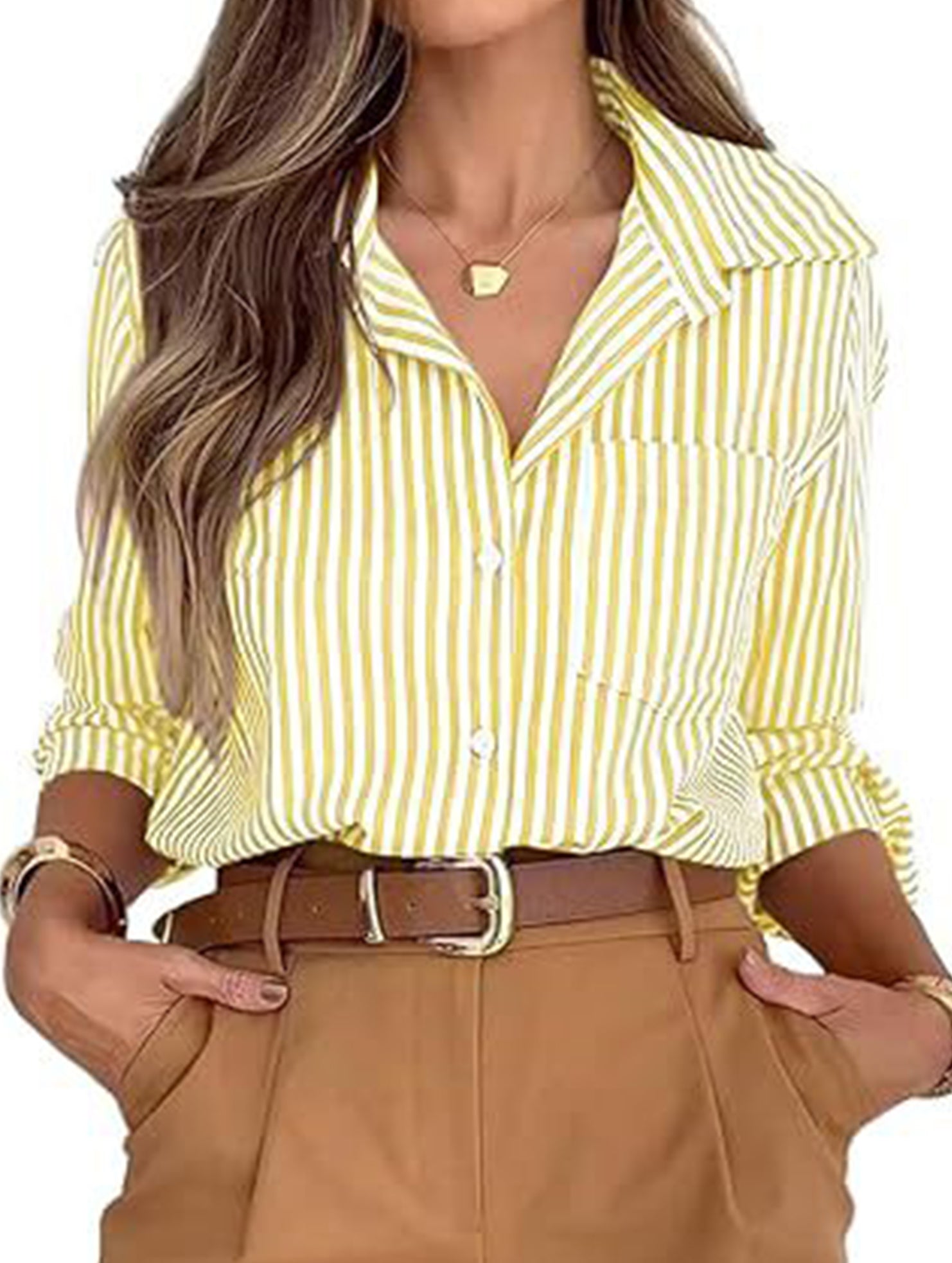 Women's striped casual shirt with pockets_CWTSTL01211