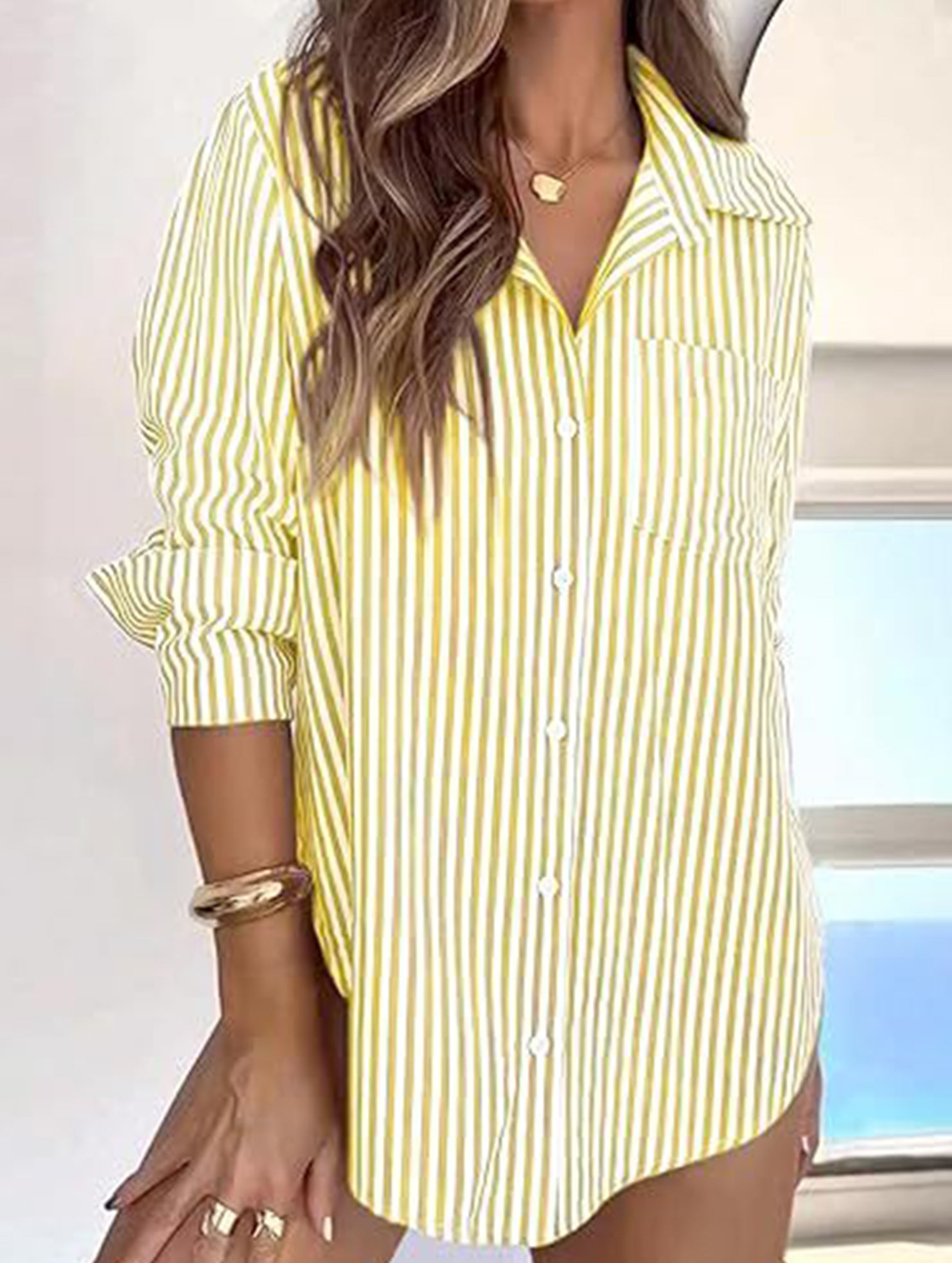 Women's striped casual shirt with pockets_CWTSTL01211