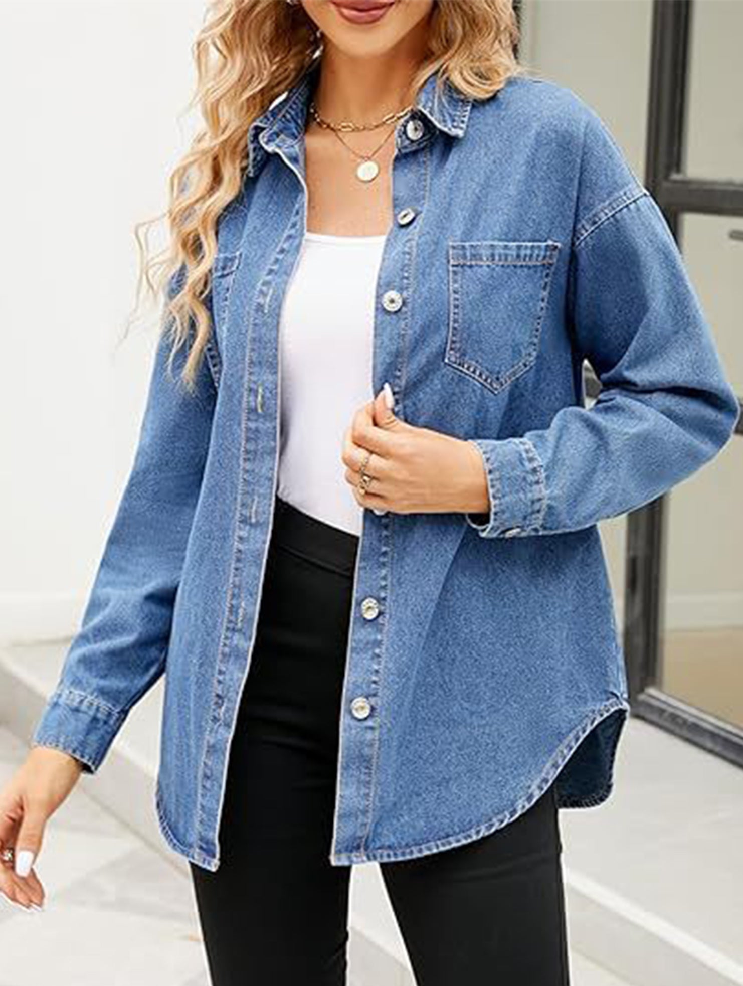 Women's Washed Loose Long-Sleeve Denim Shirt_CWTSTL01213